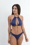 Kennedy Keyhole Halter Top — Beaded Halter Bikini Top with Keyhole Front and Self‑Tie Neck