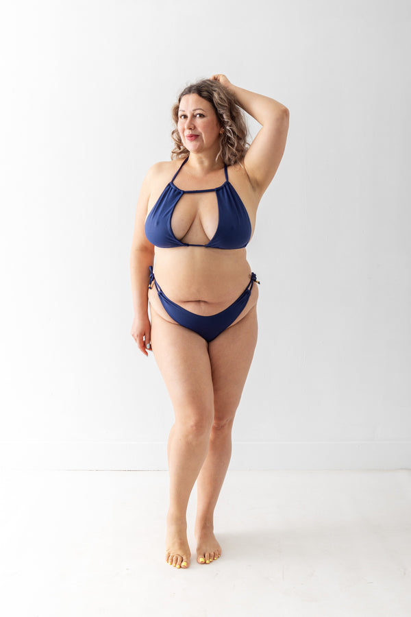 Kennedy Keyhole Halter Top — Beaded Halter Bikini Top with Keyhole Front and Self‑Tie Neck